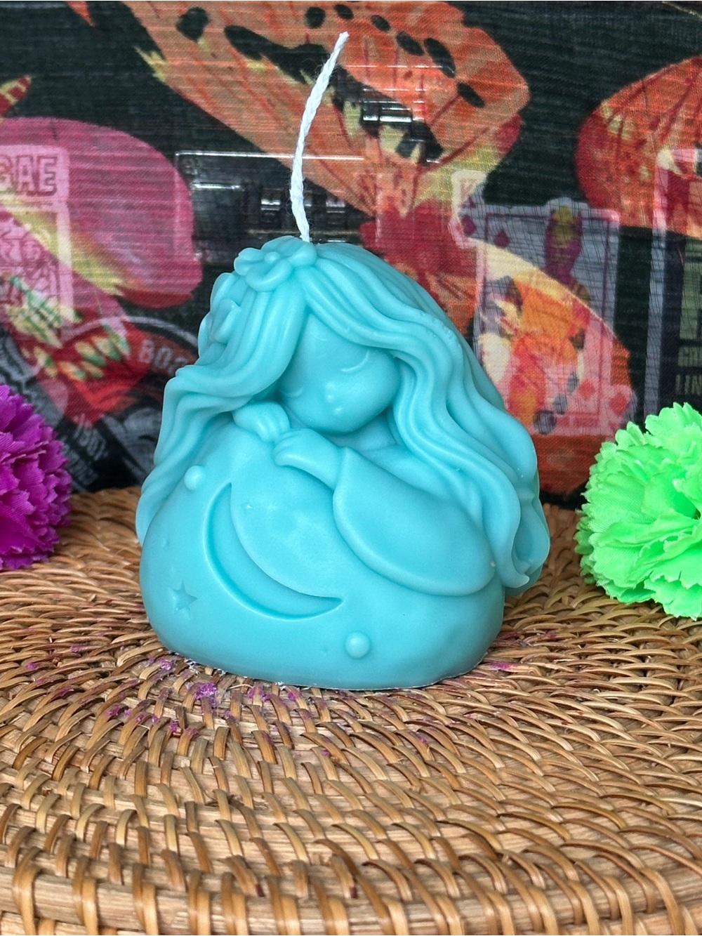 Celestial Goddess Moon Candle – Blue Ritual Candle
